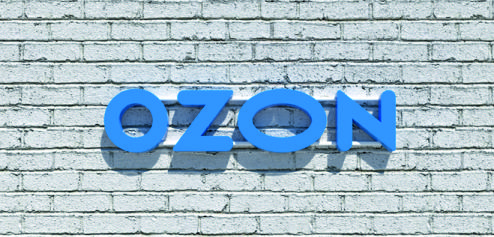 Вывеска OZON на каркасе